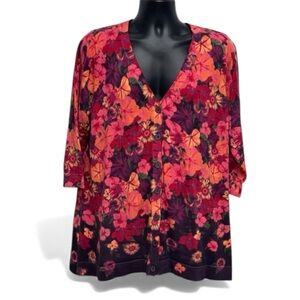 Floral Button Front Cardigan Size XL –  Isaac Mizrahi Live!